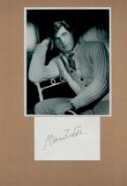 Alan Bates signed 6x4 inch white card and 10x8 inch vintage black and white photo. Good condition.