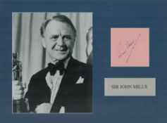 Sir John Mills signed 16x12 inch mounted signature piece includes signed album page and black and