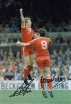 Autographed NOTTM FOREST 12 x 8 Photo : Col, depicting Nottingham Forest's TONY WOODCOCK celebrating