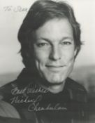 Richard Chamberlain signed 10x8 inch black and white photo dedicated. Good condition. All autographs