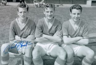 Autographed NORMAN HUNTER 12 x 8 Photo : B/W, depicting Leeds United youth players NORMAN HUNTER,