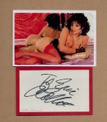 Joan Collins signed album page with unsigned 6x4inch colour photo. Dedicated. Good condition. All