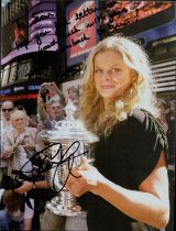 Kim Clijsters signed 11x8 inch colour magazine photo. Dedicated. Good condition. All autographs come