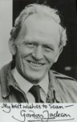 Gordon Jackson signed 6x4 inch black and white promo photo dedicated. Good condition. All autographs