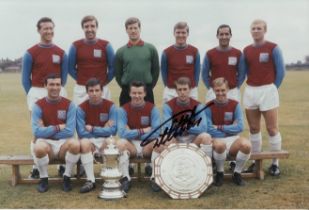 Autographed GEOFF HURST 12 x 8 Photo : Col, depicting the 1964 FA Cup and Charity Shield winners -