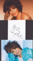 Carole Bayer Sager signed Autograph small piece fixed onto an A4 black card sheet include 4 x colour