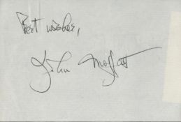 John Moffatt signed Autograph page Approx. 4x2.5 Inch. Good condition. All autographs come with a