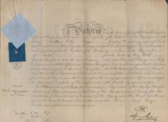 Prince George signed 1865 Army Commission. Nice approx 16 by 12 inches in size commission document