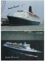 HISTORIC 2 Collection of CUNARD Cruise Ship Colour Photos. Commodore R. W Warwick signed Cunard