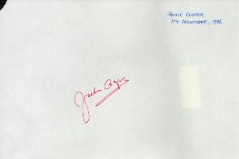 Jackie Cooper signed A4 page. Good condition. All autographs come with a Certificate of