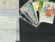Postcards and Correspondence Collection approx. 20 items include letters from 1943, Novelty