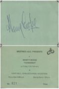 Boxing Henry Cooper signed Westree A. B. C Benefit Boxing Tournament ticket signature on reverse.