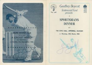 Geoffrey Boycott signed Sportsman’s Dinner Menu plus others. Thursday 29 March 1984. Good Condition.