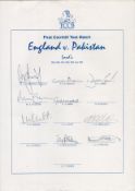 England Cricket team 1996 first test multi signed team sheet 9 great signatures include Atherton ,