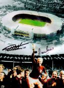 Geoff Hurst and Martin Peters 16x12 coloured signed photos. Pictures show Geoff Hurst lifting trophy