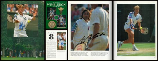 Multi signed Stefan Edberg, Ilie N?stase. The Official Wimbledon Annual 1991 Hardback Book jacket