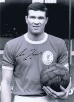 Autographed RON YEATS 16 x 12 Photo : B/W, depicting Liverpool centre-half and captain RON YEATS