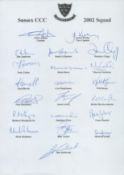 Sussex County Cricket Club 2002 multi signed team sheet 21, great signatures includes great names