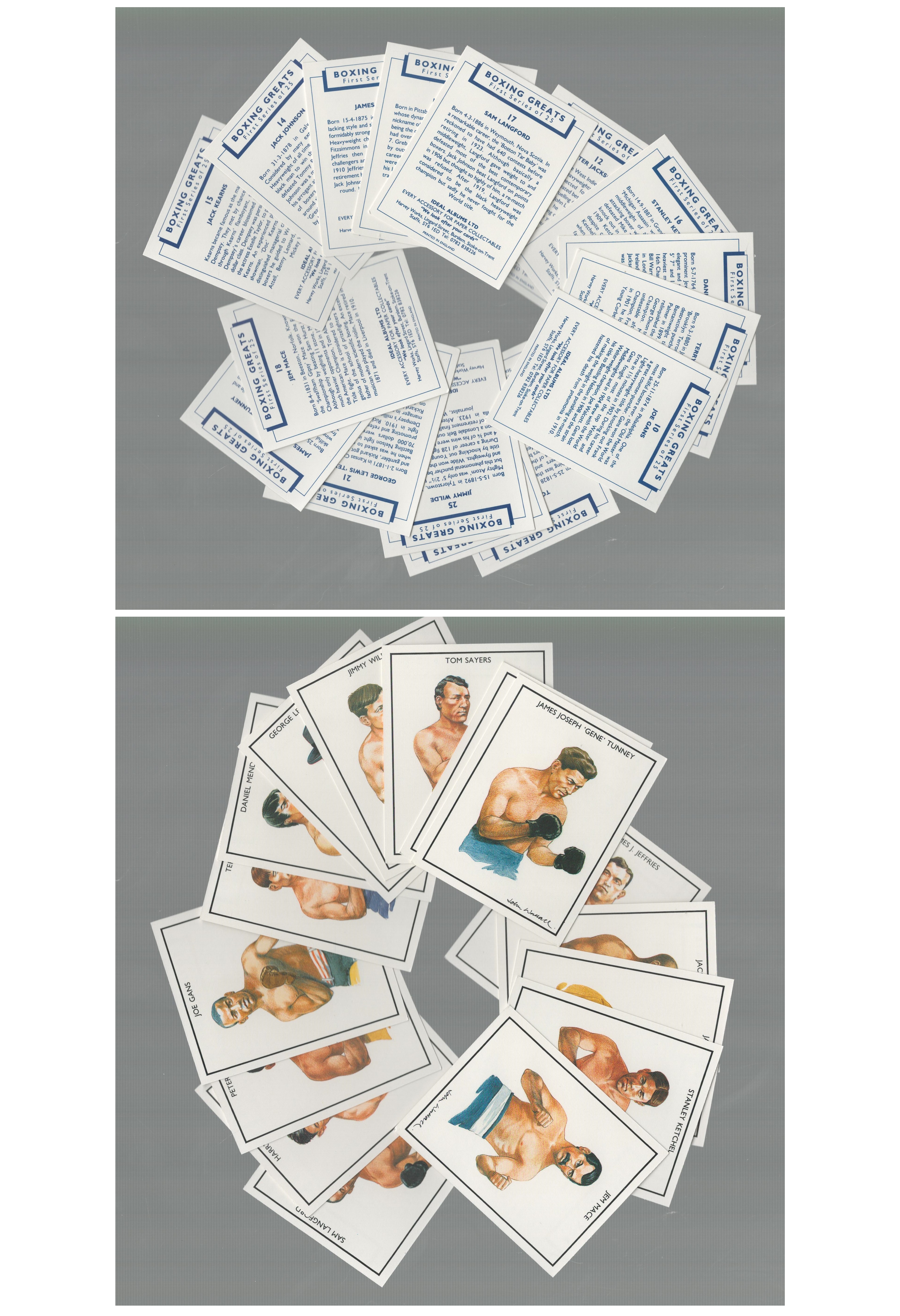 Boxing Greats collection complete set 25, 3x3 inch colour cards featuring some legendary names.