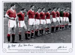 Harry Gregg, Bill Foulkes, Albert Scanlon, Ken Morgans signed colourised Autographed Editions,