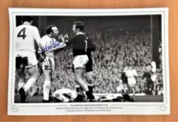 Football, Nobby Stiles signed 12x18 black and white photograph pictured during his time playing