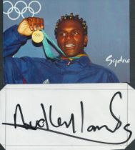 Audley Harrison signed book page plus colour photo 6x4 Inch. British heavyweight boxer. Good