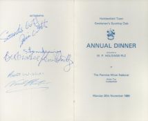 Multi signed Tom Finney OBE, LL.D, J.P. Jim Watt plus others. Annual Dinner Menu. 20th November