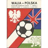 Poland v Wales 1973 World Cup Qualifier Chorzow vintage programme. Good Condition. All autographs
