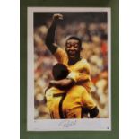 Pelé signed Legends Series colour print mounted in frame, limited edition 490/500. 25x18 inch