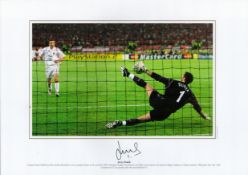 Jerzy Dudek Liverpool Signed 16 x12 Coloured Photo. Photo shows Dudek's save from Andriy