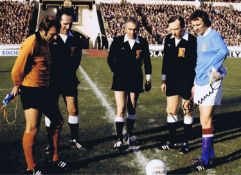 Autographed MIKE SUMMERBEE 16 x 12 Photo : Col, depicting Manchester City captain MIKE SUMMERBEE and