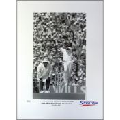 Michael Holding signed limited edition print with signing photo To the umpires Michael Holding was