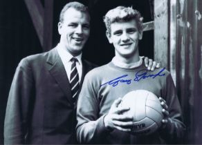 Autographed GARY SPRAKE 16 x 12 Photo : B/W, depicting Leeds United goalkeeper GARY SPRAKE posing