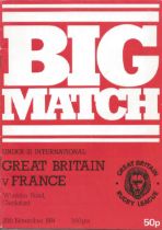 Rugby League Great Britain v France 1984 Under 21 International Wheldon Road Castleford vintage