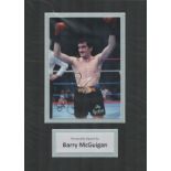 Boxing Barry McGuigan signed 12x8 inch overall mounted colour photo. Good Condition. All