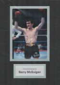 Boxing Barry McGuigan signed 12x8 inch overall mounted colour photo. Good Condition. All