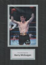 Boxing Barry McGuigan signed 12x8 inch overall mounted colour photo. Good Condition. All