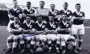 Autographed NORTHERN IRELAND 12 x 10 Photo : B/W, depicting Northern Ireland players posing for a