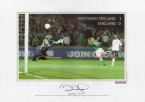 David Healy Northern Ireland 16 x 12 coloured photo. Photo shows Healy scoring the goal which beat