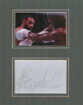 Boxing Kid Galahad 10x8 inch overall mounted signature piece includes signed white card and colour