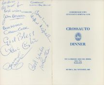 Multi signed Dave Mckay, Bob Bevan, Crossauto Dinner 18th November 1985. Good Condition. All