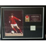 Football George Best 22x28 inch signature display includes signed album page two fantastic colour