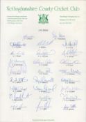 Nottinghamshire County Cricket Team 1996 multi signed team sheet 26 great signatures include