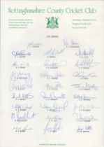 Nottinghamshire County Cricket Team 1996 multi signed team sheet 26 great signatures include