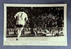 Charlie George signed 18 x 12 black and white print Arsenal 1971 The Winner. Arsenal's Charlie