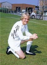 Autographed TERRY YORATH 16 x 12 Photo : Col, depicting Leeds United midfielder TERRY YORATH