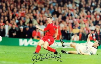 Michael Owen Liverpool Signed 18 x 12 Coloured Photo. Good Condition. All autographs come with a