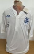 Football. Scott Carson Signed England FC Official Home Shirt Size 44. Signed in Black ink. Good