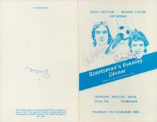 Multi signed Peter Fletcher, Richard Taylor. Sportsman’s Evening Menu. Thursday 17th November