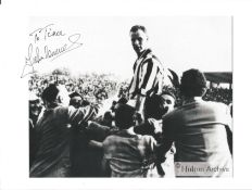 John Charles signed 12x8 inch black and white photo dedicated. Good Condition. All autographs come
